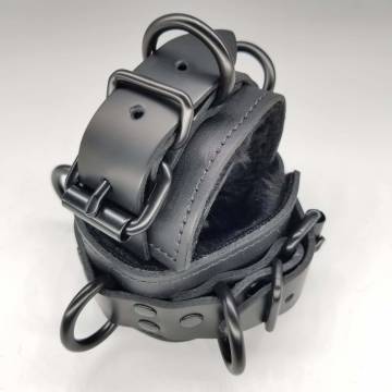 Leather Bondage Cuffs With Fleece Lining